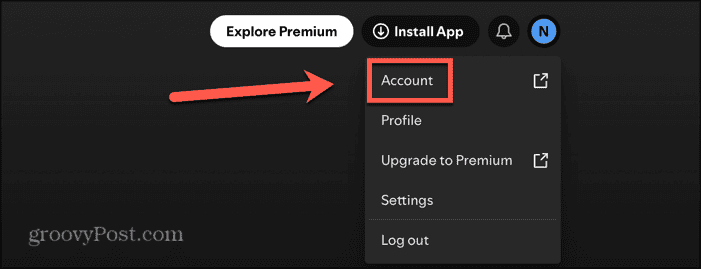 Spotify account menu