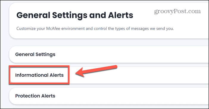 mcafee informational alerts
