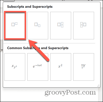 word equation superscript