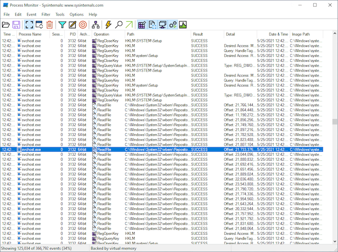 sysinternals process monitor