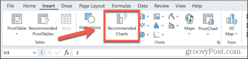 excel recommended charts button