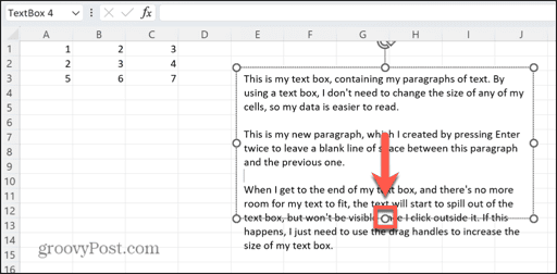 excel text box drag handle