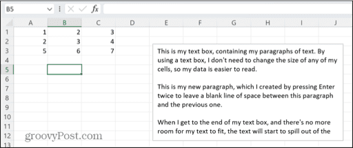 excel text box overspill