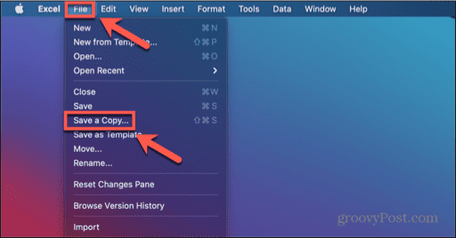 excel save a copy mac