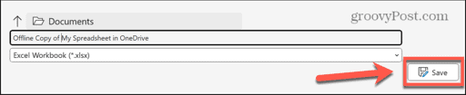 excel save offline