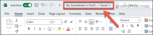 excel saved onedrive file