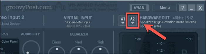 voicemeeter app a2 output