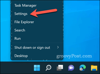 Open Settings via Start menu