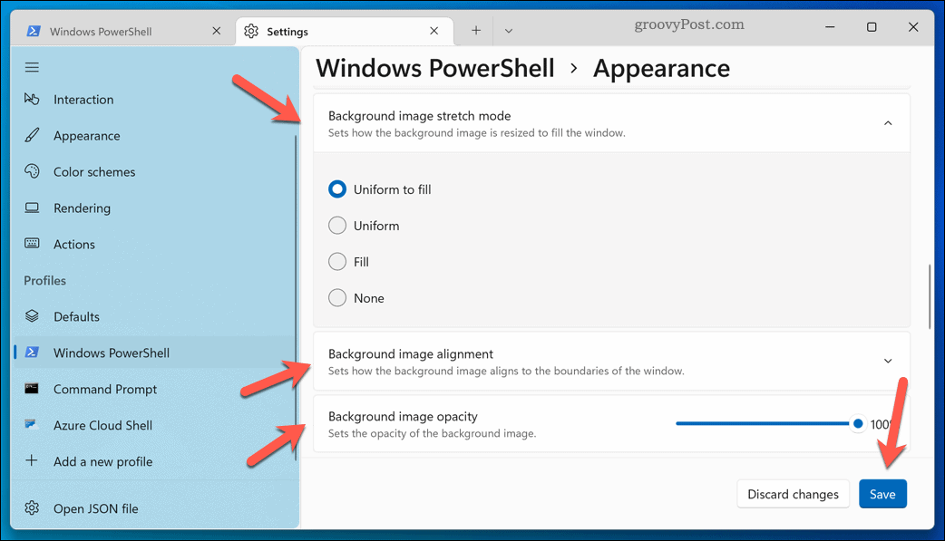 Changing the background in Windows Terminal