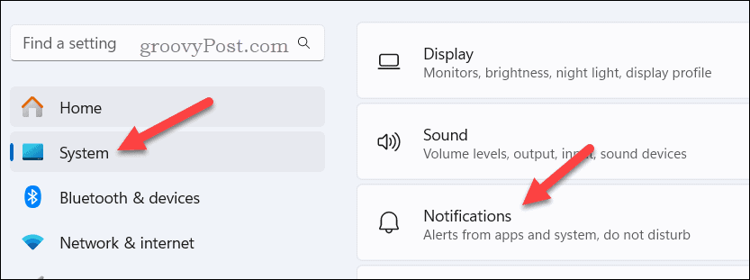 Open Outlook notification settings