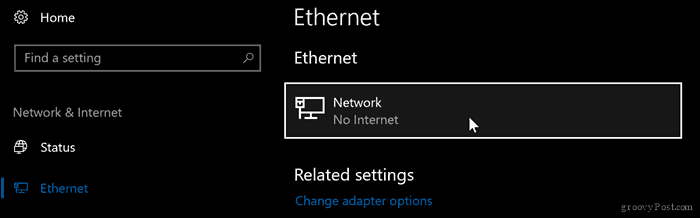 Wired network adapter in Windows settings