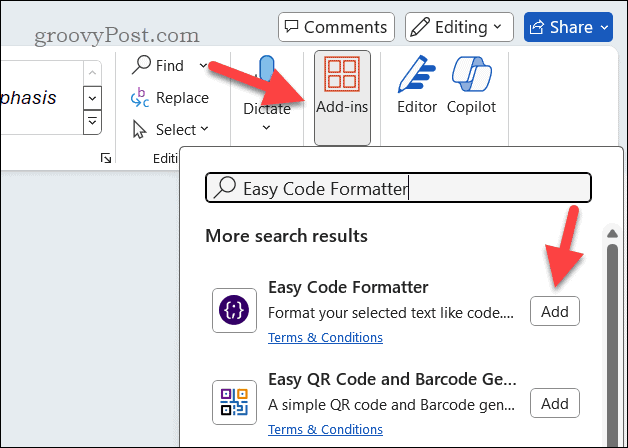 Installing the Easy Code Formatter add-in in Word