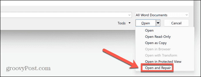 word open and repair
