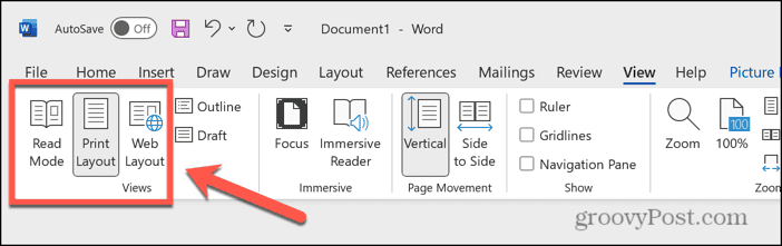 word view modes