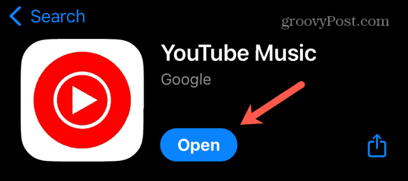 YouTube Music open app button